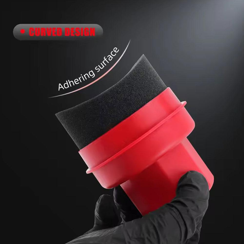 Wax Applicator Pad - Wiederverwendbarer Reifenwachs-Applikator-Schwamm mit Deckel, gebogenes Auto-Reinigungspad